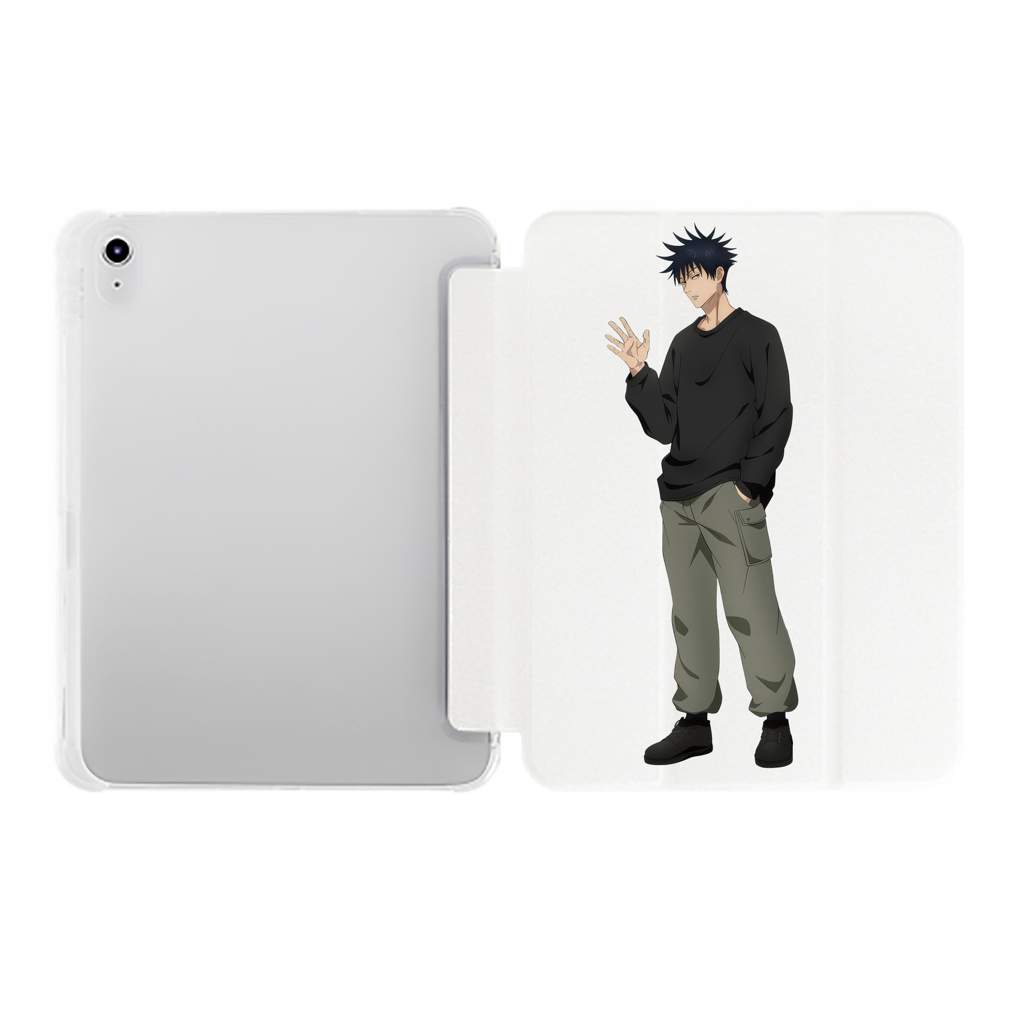 （画像用） 呪術廻戦 Jujutsu Kaisen IPad ケース ペン収納付き 三つ折りスタンド PUレザー×シリコン 対応機種9.5/10.5/10.9インチ